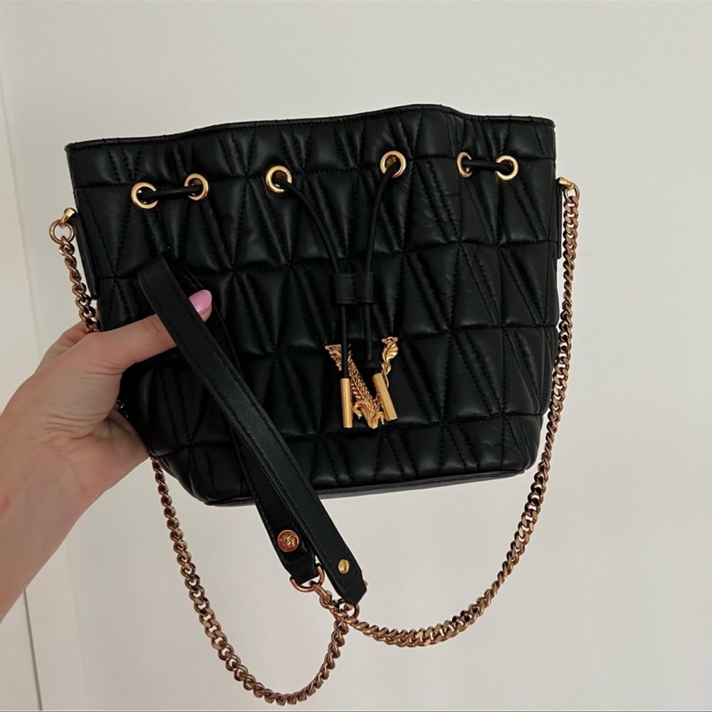 Versace quilt bucket bag.